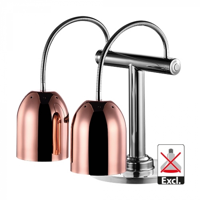 Wärmelampe auf Sockel + 2 Schirmen Kupfer/Inox